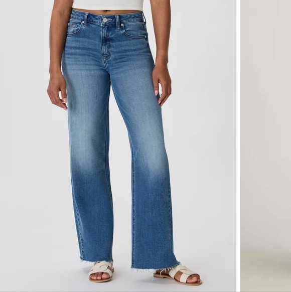 Quince Denim - Quince Women’s Blue Frayed-Hem Straight Jeans